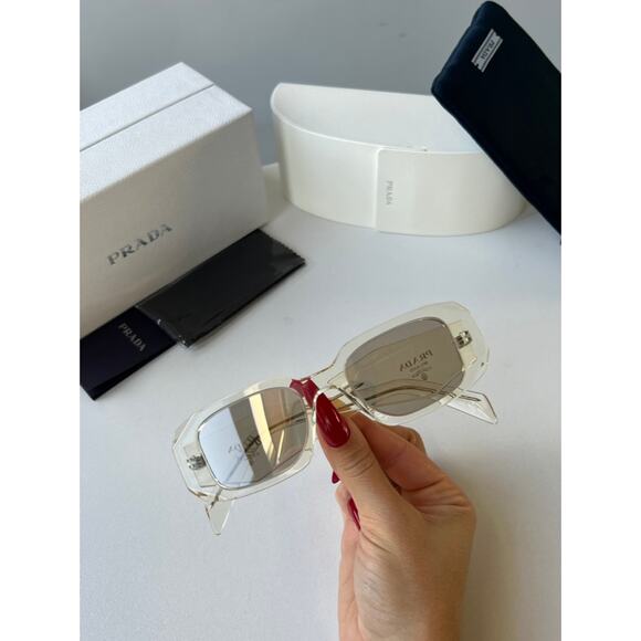 NEW Prada PR17WS Symbole Sunglasses in Champagne Mirror - Picture 2 of 9